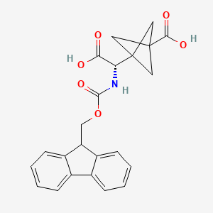 molecular formula C23H21NO6 B13012434 3-[(S)-carboxy({[(9H-fluoren-9-yl)methoxy]carbonyl}amino)methyl]bicyclo[1.1.1]pentane-1-carboxylic acid 