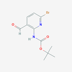 molecular formula C11H13BrN2O3 B13012438 tert-Butyl (6-bromo-3-formylpyridin-2-yl)carbamate 