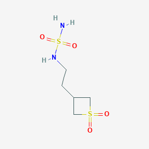 molecular formula C5H12N2O4S2 B13012669 N-[2-(1,1-Dioxido-3-thietanyl)ethyl]-sulfamide 