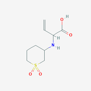 molecular formula C9H15NO4S B13012691 2-((1,1-Dioxidotetrahydro-2H-thiopyran-3-yl)amino)but-3-enoicacid 