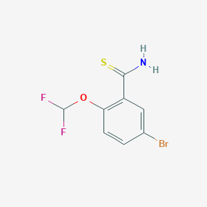 molecular formula C8H6BrF2NOS B13012692 5-Bromo-2-(difluoromethoxy)benzothioamide 