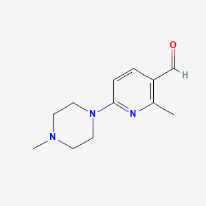 molecular formula C12H17N3O B13012731 2-Methyl-6-(4-methylpiperazin-1-yl)nicotinaldehyde 