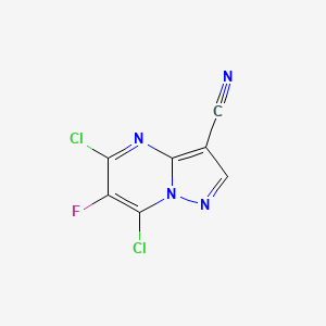 molecular formula C7HCl2FN4 B13012794 5,7-Dichloro-6-fluoropyrazolo[1,5-a]pyrimidine-3-carbonitrile 