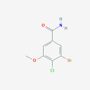 molecular formula C8H7BrClNO2 B13012800 3-Bromo-4-chloro-5-methoxybenzamide 