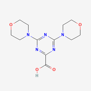 molecular formula C12H17N5O4 B1301308 4,6-Di-morpholin-4-yl-[1,3,5]triazine-2-carboxylic acid CAS No. 626223-48-1