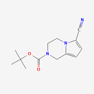 molecular formula C13H17N3O2 B13013117 tert-butyl 6-cyano-3,4-dihydro-1H-pyrrolo[1,2-a]pyrazine-2-carboxylate CAS No. 1823521-93-2