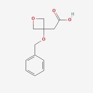 molecular formula C12H14O4 B13013286 2-[3-(Benzyloxy)oxetan-3-yl]aceticacid 