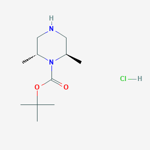 molecular formula C11H23ClN2O2 B13013314 (2R,6R)-tert-Butyl 2,6-dimethylpiperazine-1-carboxylate hydrochloride 