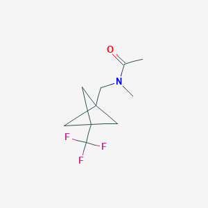 molecular formula C10H14F3NO B13013357 N-methyl-N-{[3-(trifluoromethyl)bicyclo[1.1.1]pentan-1-yl]methyl}acetamide 