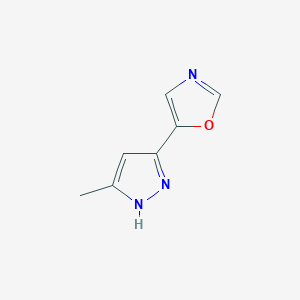 molecular formula C7H7N3O B13013408 5-(5-Methyl-1H-pyrazol-3-yl)oxazole 