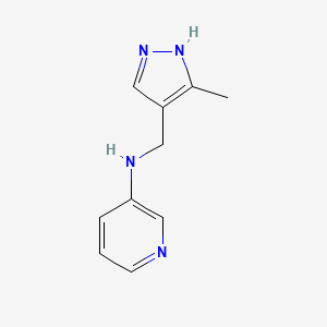 molecular formula C10H12N4 B13013413 N-((3-Methyl-1H-pyrazol-4-yl)methyl)pyridin-3-amine 