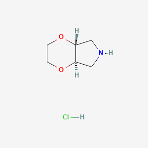 molecular formula C6H12ClNO2 B13013466 trans-3,4a,5,6,7,7a-hexahydro-2H-[1,4]dioxino[2,3-c]pyrrole;hydrochloride 