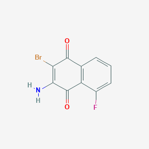 molecular formula C10H5BrFNO2 B13013539 3-Amino-2-bromo-5-fluoronaphthalene-1,4-dione 