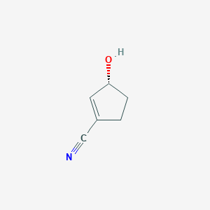 molecular formula C6H7NO B13013566 (R)-3-Hydroxycyclopent-1-ene-1-carbonitrile 