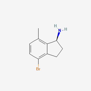 molecular formula C10H12BrN B13013599 (S)-4-Bromo-7-methyl-2,3-dihydro-1H-inden-1-amine 