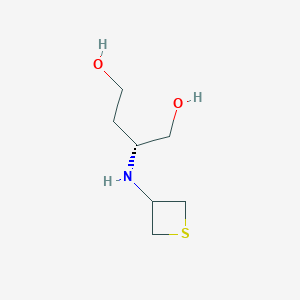 molecular formula C7H15NO2S B13013714 (R)-2-(Thietan-3-ylamino)butane-1,4-diol 