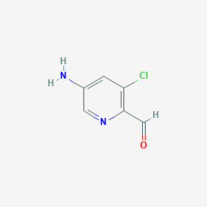 molecular formula C6H5ClN2O B13013727 5-Amino-3-chloropicolinaldehyde 