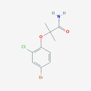 molecular formula C10H11BrClNO2 B13013782 2-(4-Bromo-2-chlorophenoxy)-2-methylpropanamide 