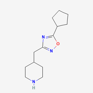 molecular formula C13H21N3O B13013785 5-Cyclopentyl-3-(piperidin-4-ylmethyl)-1,2,4-oxadiazole 