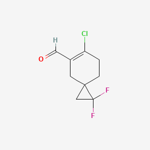 molecular formula C9H9ClF2O B13013817 6-Chloro-1,1-difluorospiro[2.5]oct-5-ene-5-carbaldehyde CAS No. 1513853-82-1