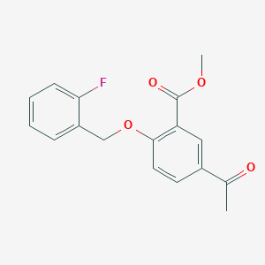 molecular formula C17H15FO4 B13013838 Methyl 5-acetyl-2-((2-fluorobenzyl)oxy)benzoate 