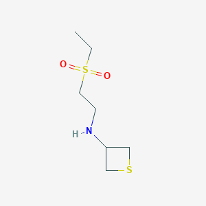 molecular formula C7H15NO2S2 B13013936 N-(2-(Ethylsulfonyl)ethyl)thietan-3-amine 