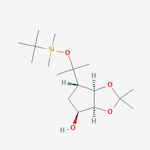 molecular formula C17H34O4Si B13013979 (3aS,4S,6S,6aR)-6-[2-[tert-butyl(dimethyl)silyl]oxypropan-2-yl]-2,2-dimethyl-4,5,6,6a-tetrahydro-3aH-cyclopenta[d][1,3]dioxol-4-ol 