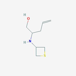 molecular formula C8H15NOS B13013997 2-(Thietan-3-ylamino)pent-4-en-1-ol 