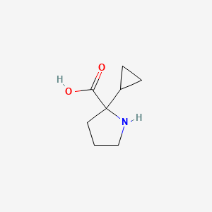 molecular formula C8H13NO2 B13014050 2-Cyclopropylpyrrolidine-2-carboxylic acid 