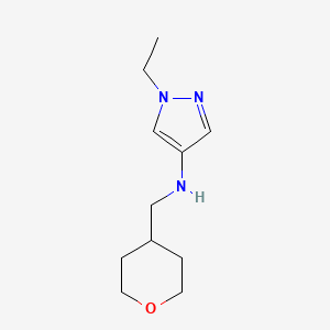 molecular formula C11H19N3O B13014100 1-Ethyl-N-((tetrahydro-2H-pyran-4-yl)methyl)-1H-pyrazol-4-amine 