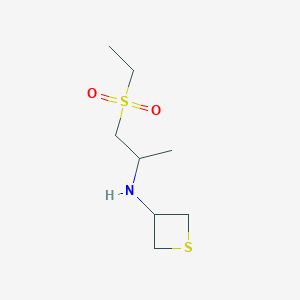 molecular formula C8H17NO2S2 B13014268 N-(1-(Ethylsulfonyl)propan-2-yl)thietan-3-amine 