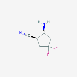 molecular formula C6H8F2N2 B13014296 (1R,2S)-2-amino-4,4-difluorocyclopentane-1-carbonitrile 