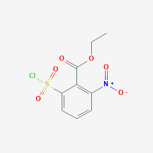 molecular formula C9H8ClNO6S B13014317 Ethyl 2-(chlorosulfonyl)-6-nitrobenzoate 