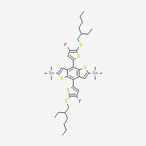 molecular formula C40H56F2S6Sn2 B13014381 [4,8-bis[5-(2-ethylhexylsulfanyl)-4-fluorothiophen-2-yl]-2-trimethylstannylthieno[2,3-f][1]benzothiol-6-yl]-trimethylstannane 