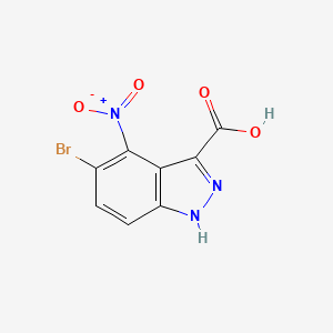 molecular formula C8H4BrN3O4 B13014466 5-Bromo-4-nitro-1H-indazole-3-carboxylic acid 