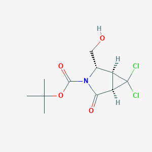 molecular formula C11H15Cl2NO4 B13014510 tert-butyl (1S,2S,5R)-6,6-dichloro-2-(hydroxymethyl)-4-oxo-3-azabicyclo[3.1.0]hexane-3-carboxylate 