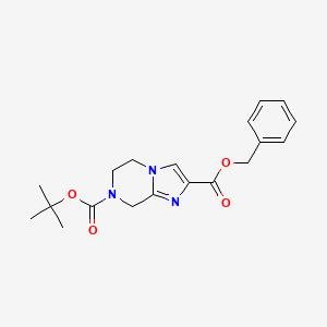 molecular formula C19H23N3O4 B13014540 2-O-benzyl 7-O-tert-butyl 6,8-dihydro-5H-imidazo[1,2-a]pyrazine-2,7-dicarboxylate 