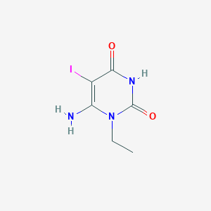 molecular formula C6H8IN3O2 B13014666 6-Amino-1-ethyl-5-iodopyrimidine-2,4(1H,3H)-dione 