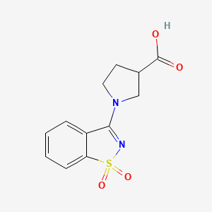 molecular formula C12H12N2O4S B13014673 1-(1,1-Dioxidobenzo[d]isothiazol-3-yl)pyrrolidine-3-carboxylic acid 