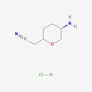 molecular formula C7H13ClN2O B13014687 2-((5S)-5-Aminotetrahydro-2H-pyran-2-yl)acetonitrile hydrochloride 