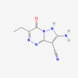 molecular formula C8H8N6O B13014690 7-Amino-3-ethyl-4-oxo-1,4-dihydropyrazolo[5,1-c][1,2,4]triazine-8-carbonitrile 