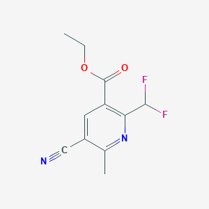 molecular formula C11H10F2N2O2 B13014806 Ethyl 5-cyano-2-(difluoromethyl)-6-methylnicotinate 