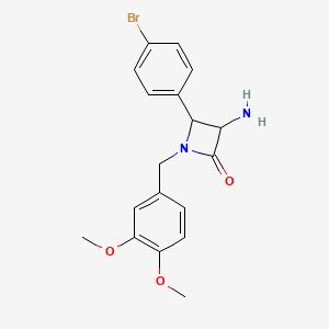 molecular formula C18H19BrN2O3 B13014858 3-Amino-4-(4-bromophenyl)-1-(3,4-dimethoxybenzyl)azetidin-2-one 