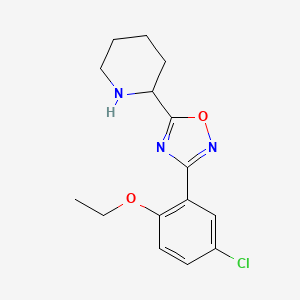 molecular formula C15H18ClN3O2 B13014897 3-(5-Chloro-2-ethoxyphenyl)-5-(piperidin-2-yl)-1,2,4-oxadiazole 