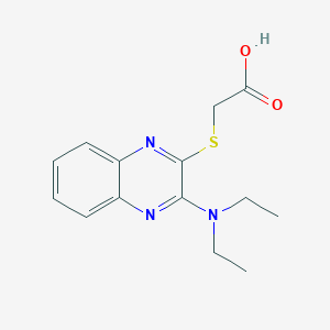 molecular formula C14H17N3O2S B13014917 2-{[3-(Diethylamino)quinoxalin-2-yl]sulfanyl}acetic acid 