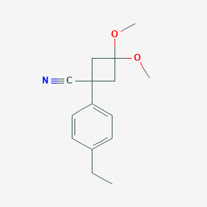 molecular formula C15H19NO2 B13014952 1-(4-Ethylphenyl)-3,3-dimethoxycyclobutanecarbonitrile 