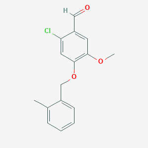 molecular formula C16H15ClO3 B13015028 2-Chloro-5-methoxy-4-((2-methylbenzyl)oxy)benzaldehyde 