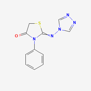molecular formula C11H9N5OS B1301506 3-Phenyl-2-(1,2,4-triazol-4-ylimino)-1,3-thiazolidin-4-one 