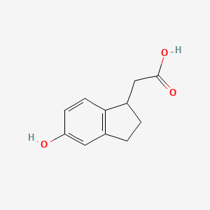 molecular formula C11H12O3 B13015064 2-(5-Hydroxy-2,3-dihydro-1h-inden-1-yl)acetic acid 