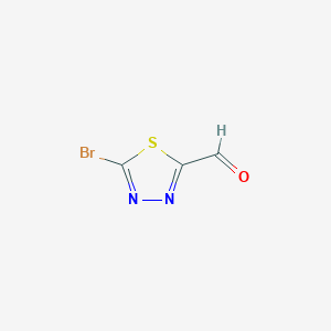 molecular formula C3HBrN2OS B13015195 5-Bromo-1,3,4-thiadiazole-2-carbaldehyde 